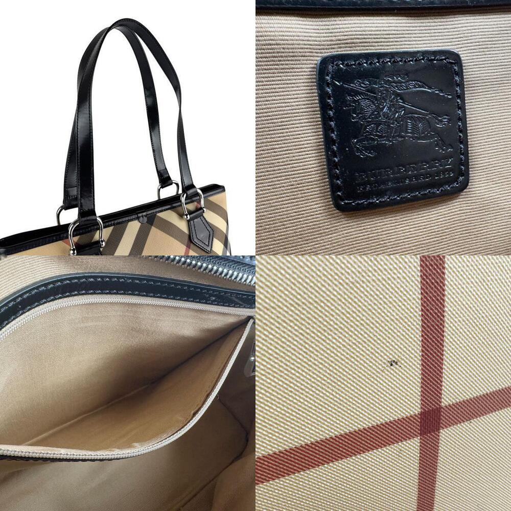 Burberry bag coated black leather shoulder canvas Tan Beige - Picture 4 of 4